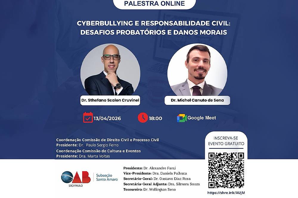 Sthefano Cruvinel CEO da EvidJuri debate desafios jurídicos do cyberbullying em palestra online