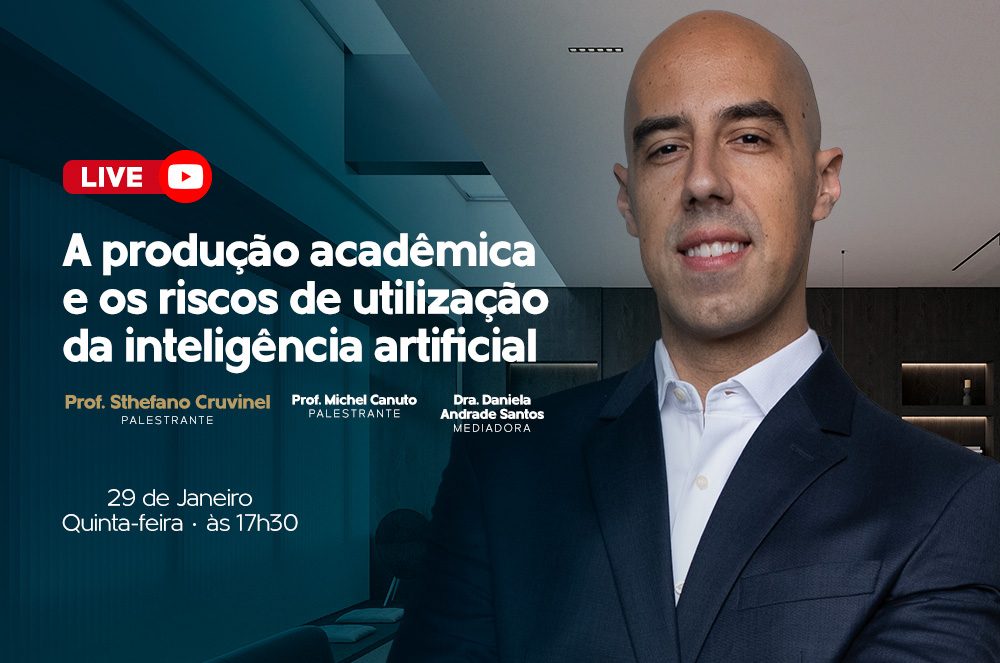 Sthefano Cruvinel CEO da EvidJuri será convidado especial de live da Revista Fator Jurídico sobre os riscos do uso da Inteligência Artificial na produção acadêmica